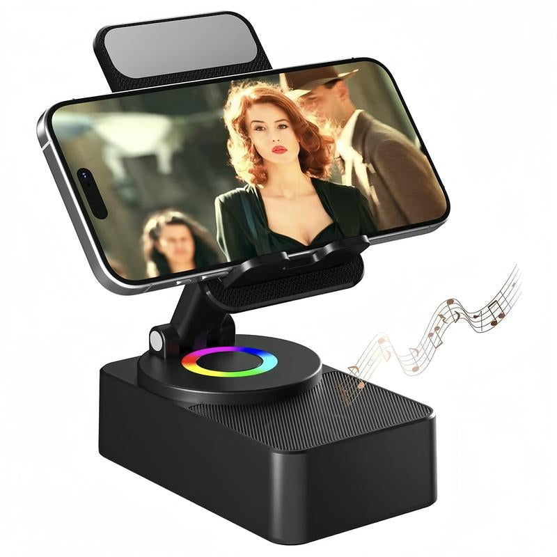 Wireless Bluetooth Speaker with Power Bank and 5-in-1 Phone Holder, Emergency Charging, Bluetooth 5.0, FM Radio, Enhanced Bass, and Call Functionality for Kitchen, Gym, Outdoor, Travel, and Parties