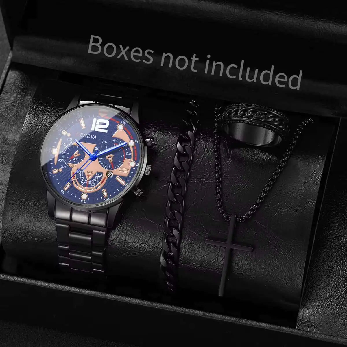 4Pcs/Set Fashion Men Business Watches Analog Quartz Watch for Mens Clock Reloj Hombre（Without Box）
