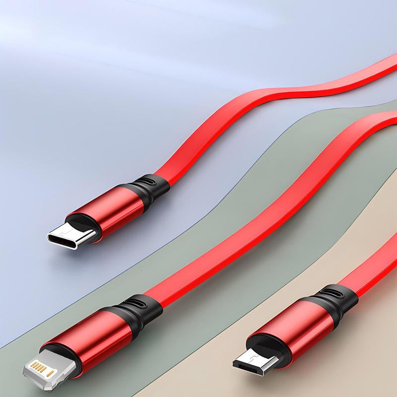 3-in-1 Telescopic USB Type-C Charger Cable, 120W Fast Charging Retractable Data Cable for iPhone and Android Devices, Electronics Accessories, Red