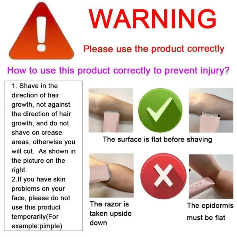 Electric Hair Trimmer for Women, 1 Box Rechargeable 2 in 1 Body & Facial Diffuser Hair Removal Double Head Trimmer for Face Underarm Legs, Gifts for Girl, Women'S Electric Shaver