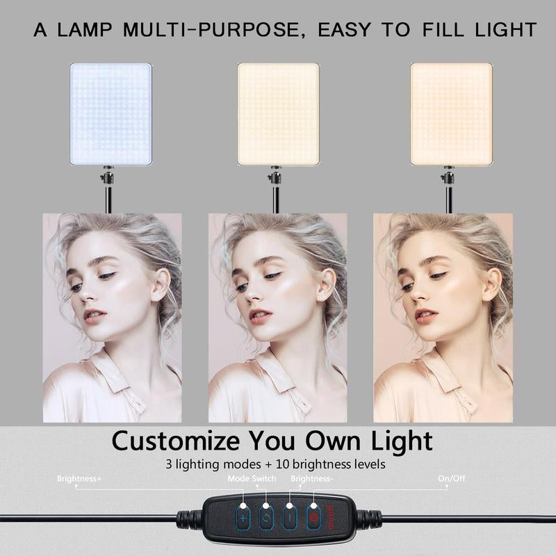 Professional LED Video Light with Adjustable Brightness, Tripod Stand, and USB Power for Video Recording, Live Streaming, Makeup, and Vlogging