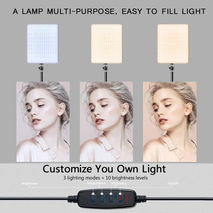 Professional LED Video Light with Adjustable Brightness, Tripod Stand, and USB Power for Video Recording, Live Streaming, Makeup, and Vlogging