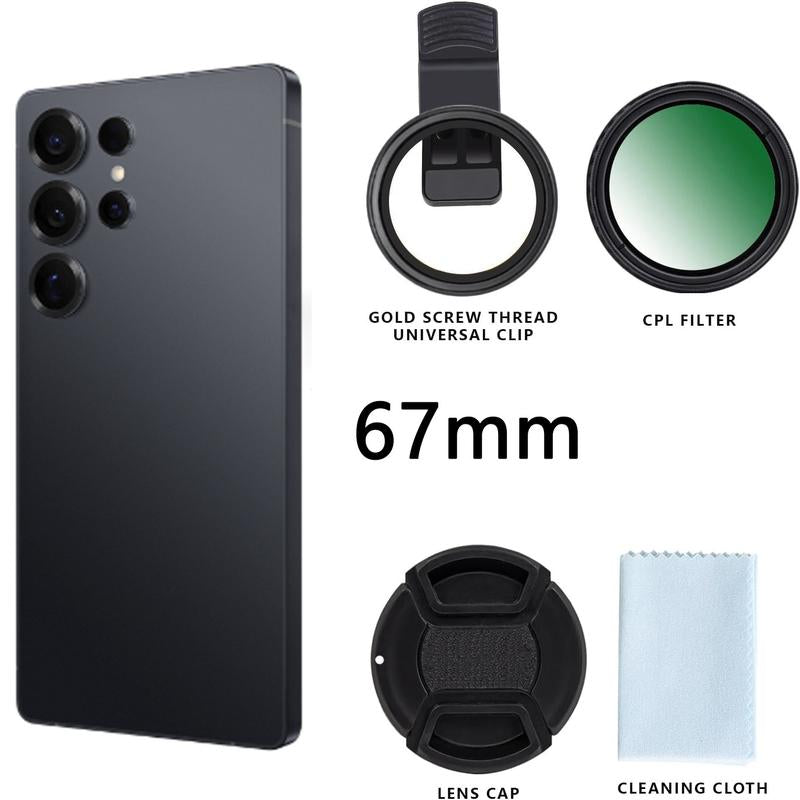 52mm Clip-On Circular Polarizer Lens Filter Kit for Mobile Phones