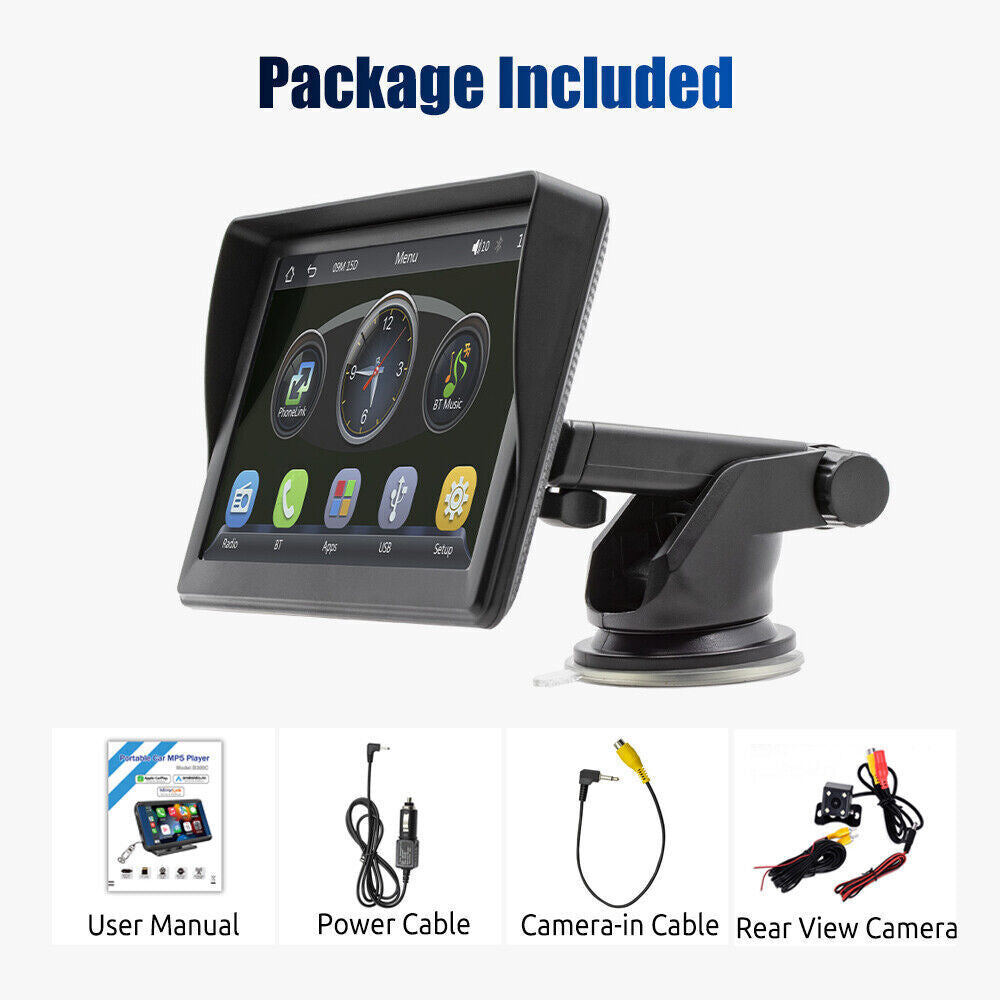 For Apple Carplay Android Auto Bluetooth Head Unit 7" Portable Car Stereo Radio