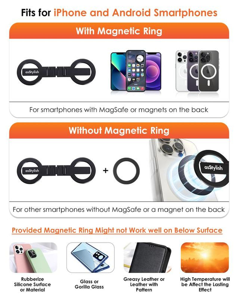 Magnetic Dual-Phone Holder for iPhone and Android - Lightweight Professional Vacuum Accessory
