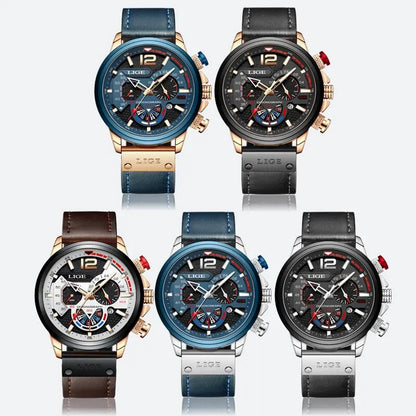 Fashion Watch Man Luxury Chronograph Sport Mens Watches Quartz Wristwatches Leather Male Waterproof Clock Relogio Masculino