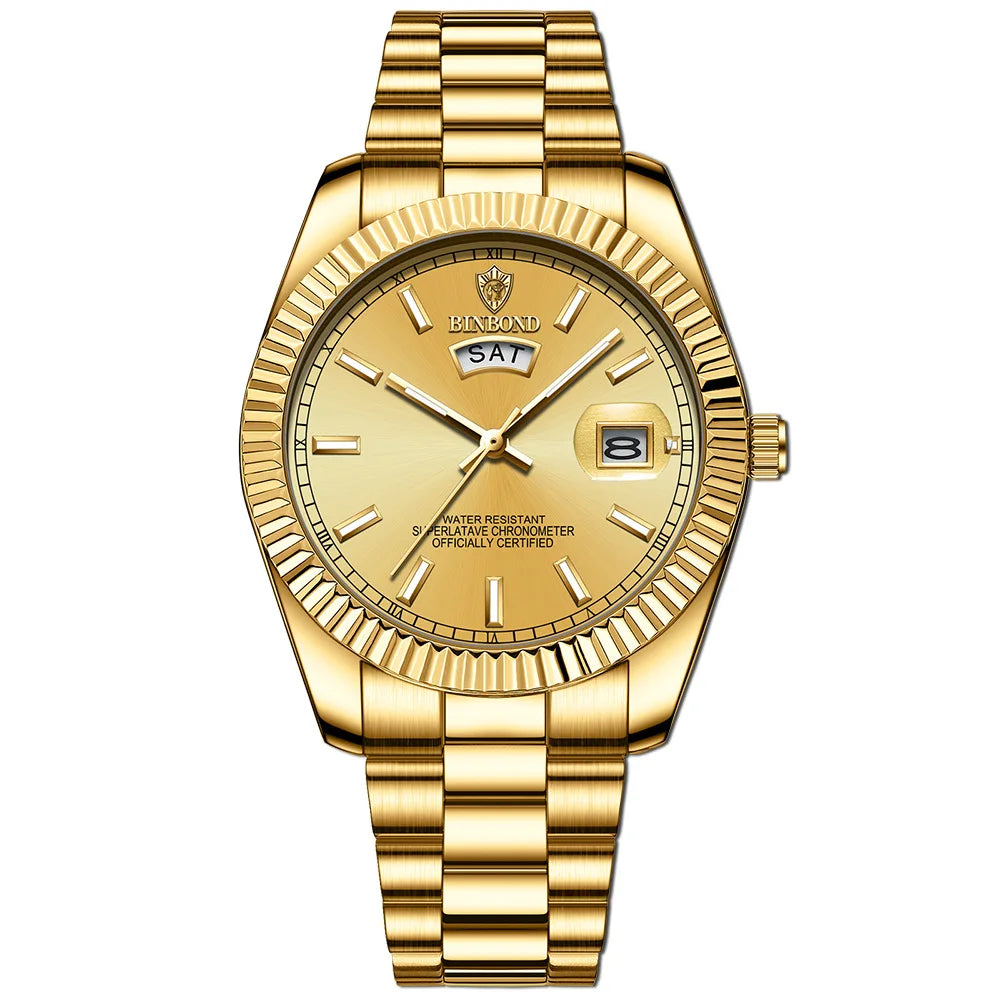 Mens Quartz Watch Top Brand Sports Quartz Mens Watches Stainless Steel Waterproof Date Week Wristwatch Men Relogio