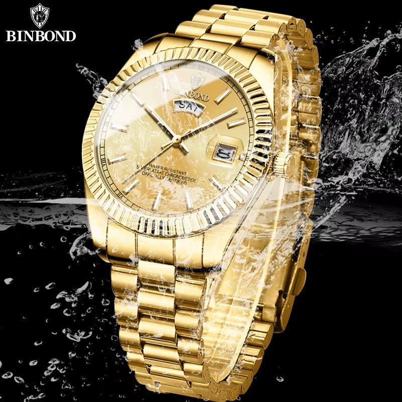 B7012 Mens Fashion Business Sports Quartz Watch 30M Waterproof Luminous Classic Calendar Creative Clock Mens Wristwatch