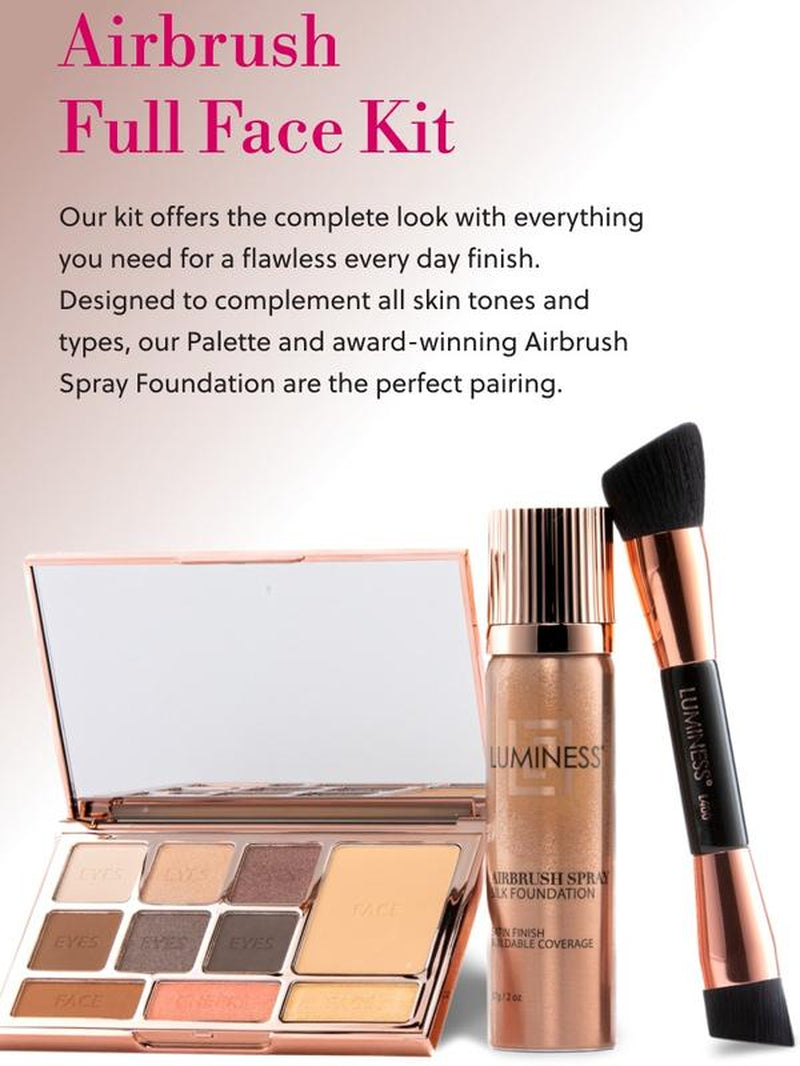 Luminess Glow up Essentials Face Time Palette 4 Piece - Tiktok Shop Exclusive - Silk Airbrush Spray Foundation & Primer Kit - Full Coverage Foundation, Anti-Aging Formula Hydrates & Moisturizes with Hyaluronic Acid, Aloe Vera & Hydrolyzed Silk