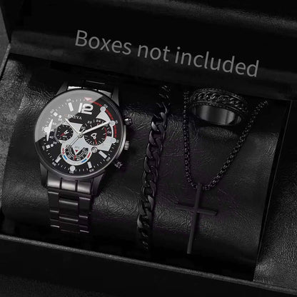 4Pcs/Set Fashion Men Business Watches Analog Quartz Watch for Mens Clock Reloj Hombre（Without Box）