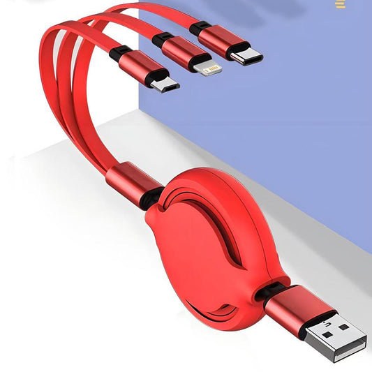 3-in-1 Telescopic USB Type-C Charger Cable, 120W Fast Charging Retractable Data Cable for iPhone and Android Devices, Electronics Accessories, Red