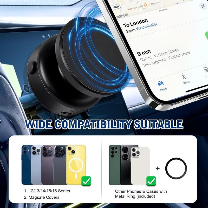 Magnetic Vacuum Phone Holder with Suction Cup - Versatile Accessory for 4-7 Inch Phones, Ideal for Various Settings and Car Use