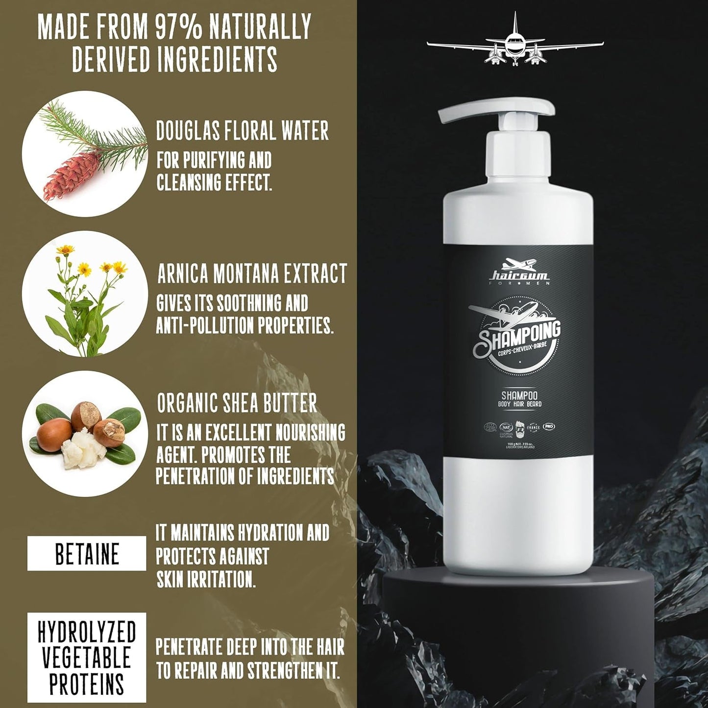 Mens Hair & Beard Shampoo - All in One Hair Shampoo for Men - Beard and Mustache Hair Moisturizing Mens Shampoo - Cleansing Hair and Beard Shampoo with Shea Oil (31 Oz)