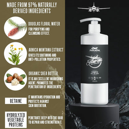 Mens Hair & Beard Shampoo - All in One Hair Shampoo for Men - Beard and Mustache Hair Moisturizing Mens Shampoo - Cleansing Hair and Beard Shampoo with Shea Oil (31 Oz)