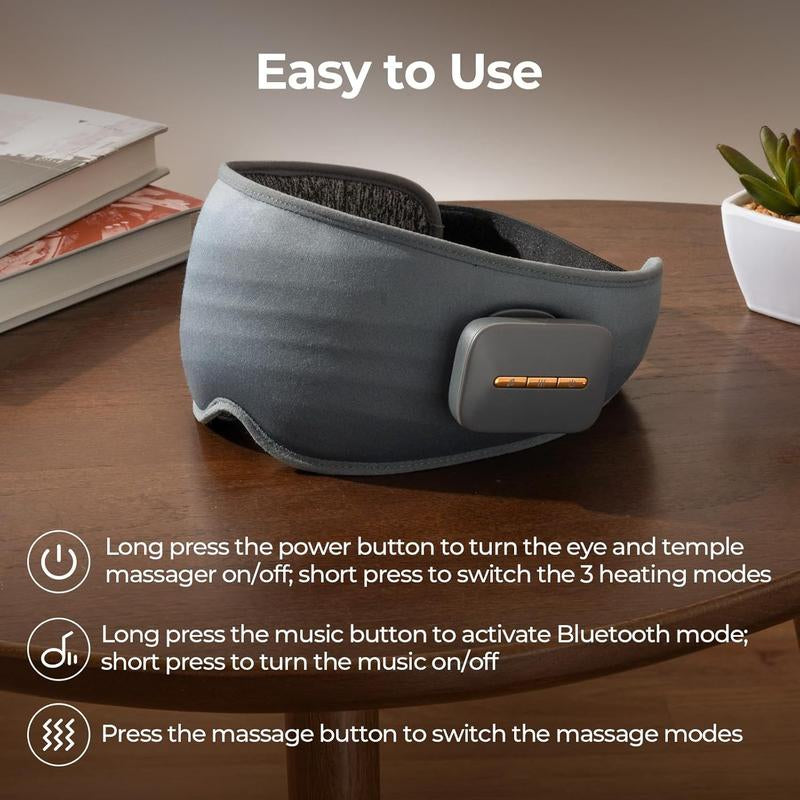 Buy One, Get One Free – Zencave Acupoint Eye Massager，Perfect Mother’S Day Gift， Heated Shiatsu Massage with Air Compression & Bluetooth Music，Relieves Eye Strain, Migraines, Dark Circles & Dry Eyes ，Smart Rechargeable Eye Mask for Sleep & Stress Relief