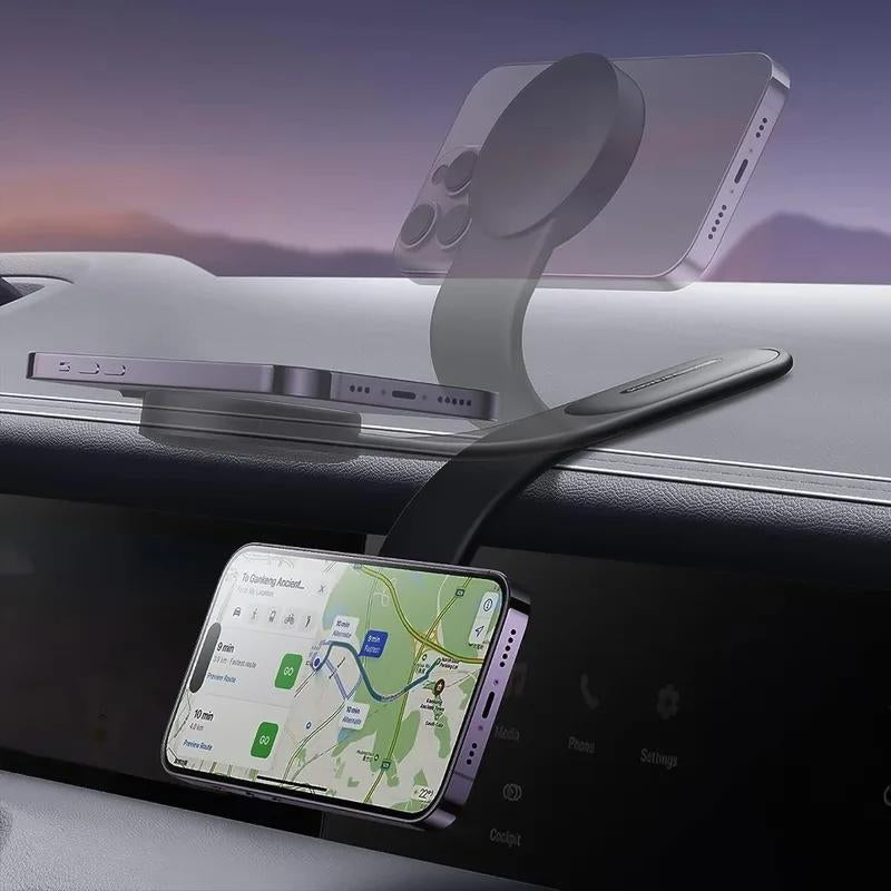 Professional Car Phone Holder with Adjustable Aluminum Arm and Magnetic Support for All Smartphones