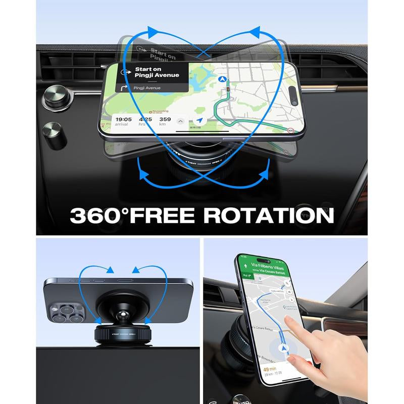 360° Adjustable Magnetic Phone Holder - Universal Compatibility for iPhone and Android Devices, Ideal for Car Interior Accessories