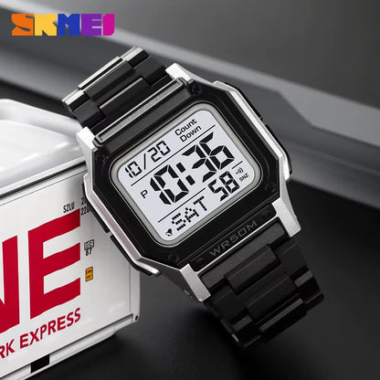 Waterproof Sport Watch for Man Countdown Stopwatch Digital Wristwatch 2Time Fashion Mens Clock
