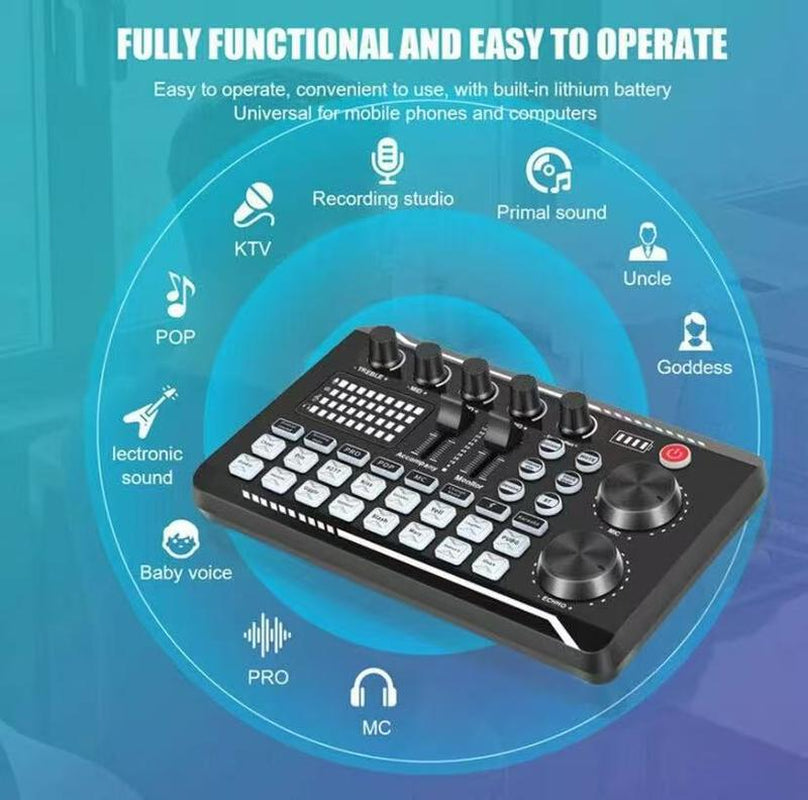 F998 Live Broadcast Device, Wireless Liveaudio Equipment,Microphone Music Soundcontrol Equipment,Audio Mixer with Soundconverter/Mixer, Microphone Set Suitablefor Computers, Phones, PC Audio Accessories Adjustable Waterproof Guitar Backpack