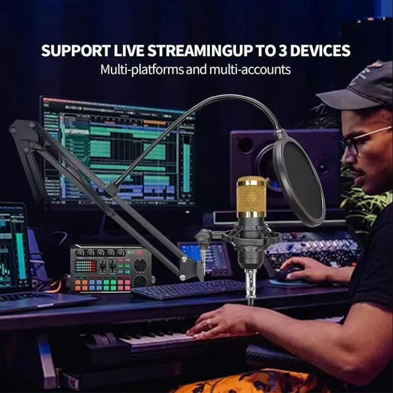 F998 Live Broadcast Device, Wireless Liveaudio Equipment,Microphone Music Soundcontrol Equipment,Audio Mixer with Soundconverter/Mixer, Microphone Set Suitablefor Computers, Phones, PC Audio Accessories Adjustable Waterproof Guitar Backpack