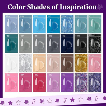 JEWHITENY 28 Colors Poly Gel Nail Kit Nude Gray Black Grey Blue Yellow Purple Glitter All in One Starter Kit Poly Extension Gel Nail Kit with Nail Lamp Base Top Coat Builder Gel Nail Kit