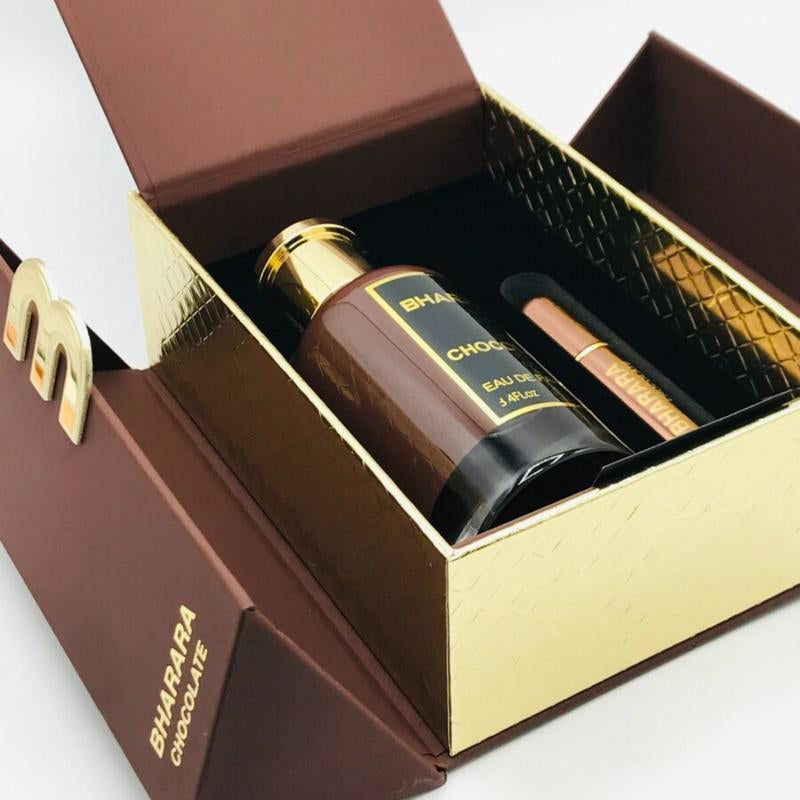 Bharara Chocolate 3.4 oz Unisex Eau de Parfum – Opulent Fragrance with Notes of Bergamot, Date, and Vanilla