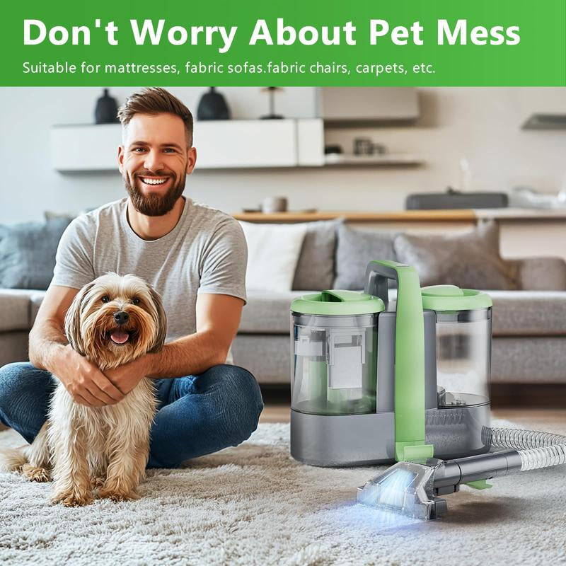 Portable Carpet and Upholstery Cleaner Machine with 18Kpa Suction Power, 500W Deep Cleaning Solution for Pet Stains on Sofas, Car Seats, and Furniture