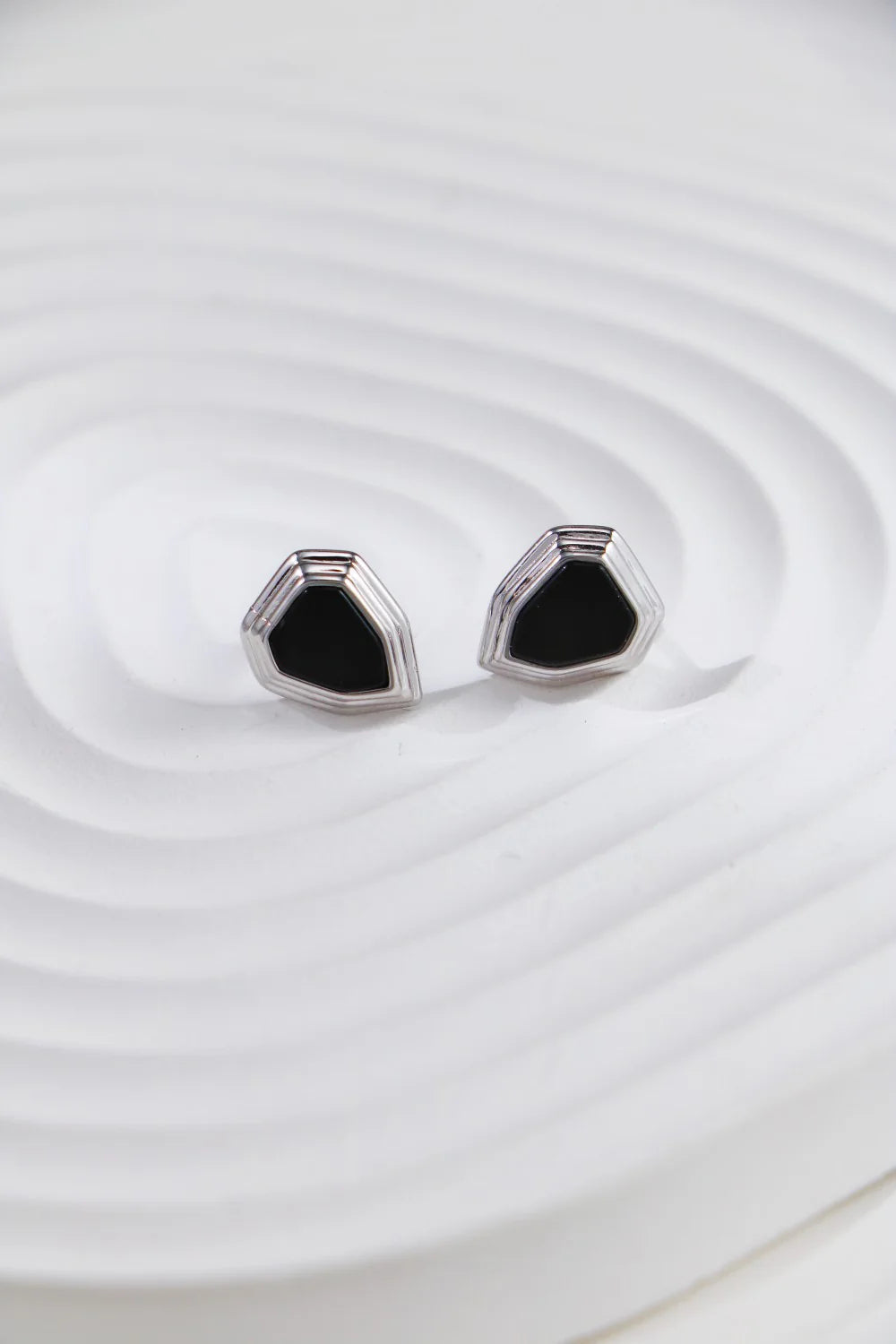 Black Onyx Shield Stud Earrings
