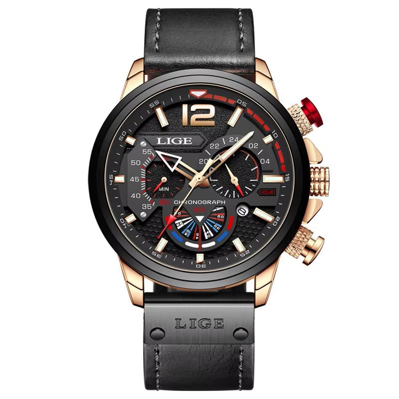 Fashion Watch Man Luxury Chronograph Sport Mens Watches Quartz Wristwatches Leather Male Waterproof Clock Relogio Masculino