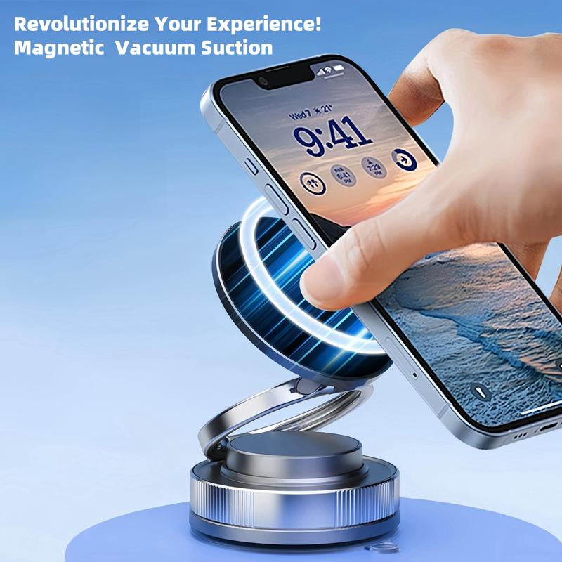 Adjustable 360° Magnetic Vacuum Phone Holder with Suction Cup for MagSafe - Versatile Portable Mount for Car, Makeup, Gym, and Mirror - Compatible with iPhone 11 and Newer Models