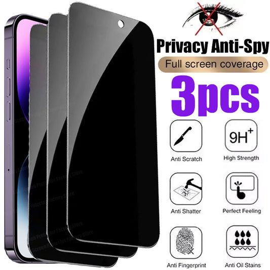 Privacy Tempered Glass Screen Protector for iPhone 16E, 16, 15, 14, 13, 12, 11 Pro Max