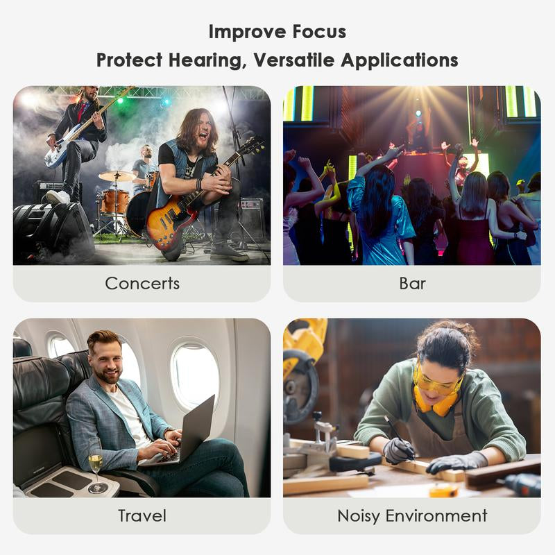 Noise-Cancelling Ear Plugs for Sleep and Concerts, 45dB Soft Silicone Ear Protection with 8 Reusable Tips, Ideal for Work and Travel, Perfect Gift for All Ages