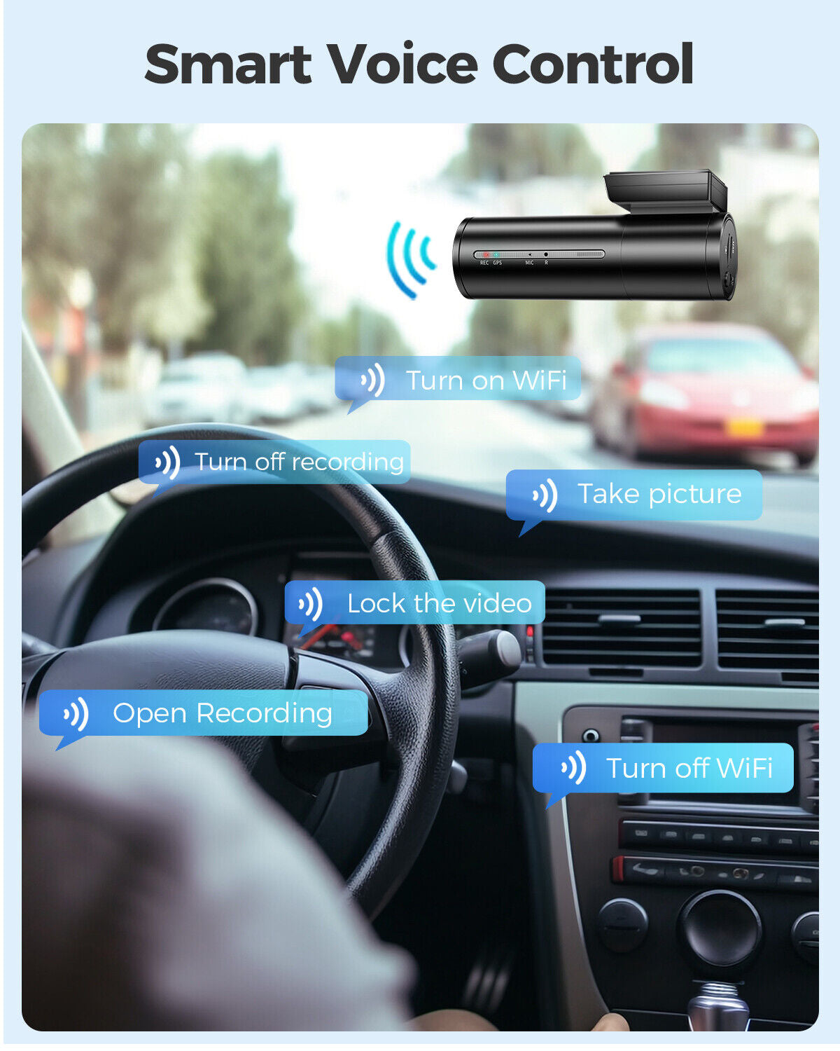 AZDOME 4K+1080P Dual Dashcam 5Gwifi GPS Front and Rear Recorder Camera Free Card