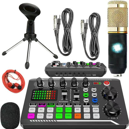 F998 Live Broadcast Device, Wireless Liveaudio Equipment,Microphone Music Soundcontrol Equipment,Audio Mixer with Soundconverter/Mixer, Microphone Set Suitablefor Computers, Phones, PC Audio Accessories Adjustable Waterproof Guitar Backpack