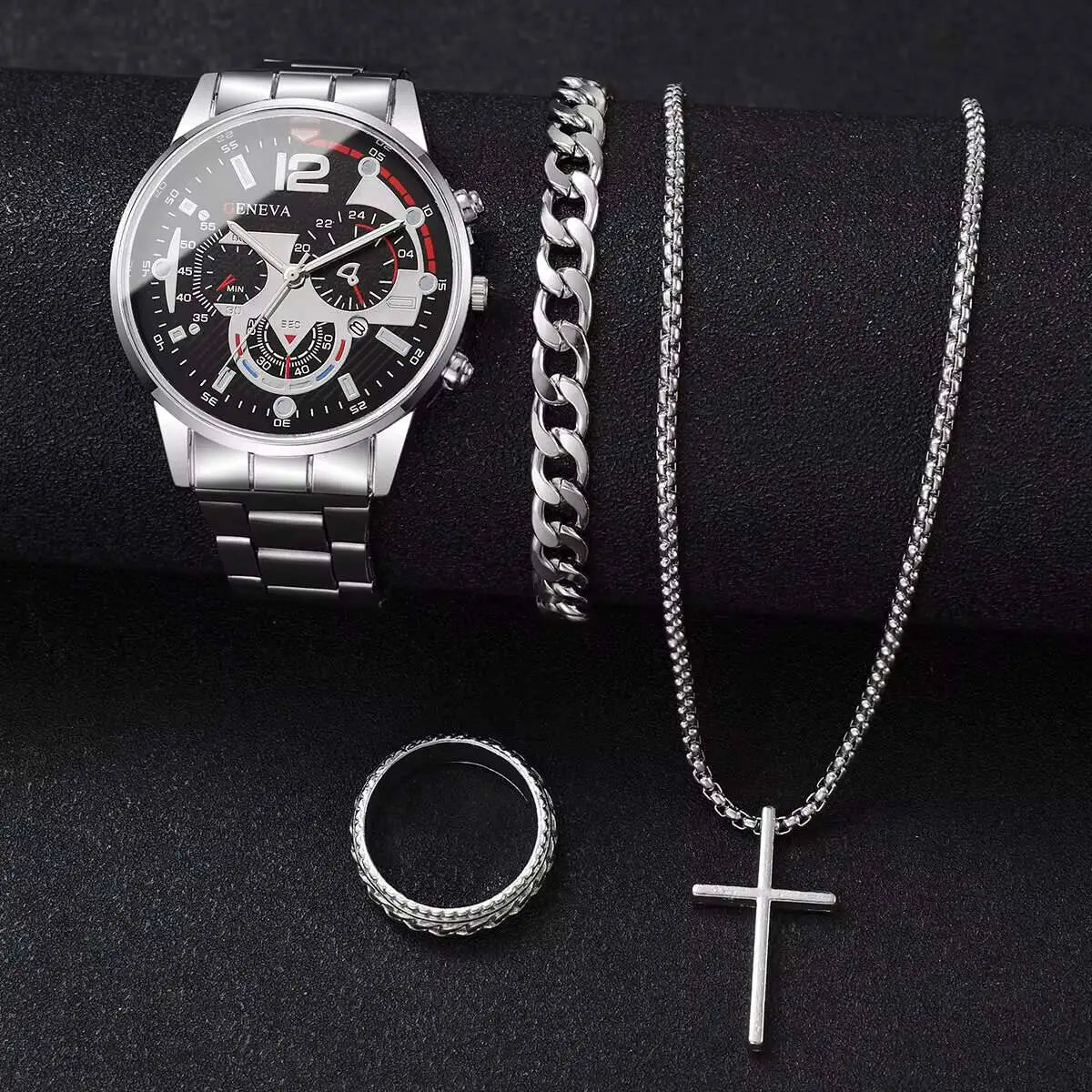 4Pcs/Set Fashion Men Business Watches Analog Quartz Watch for Mens Clock Reloj Hombre（Without Box）