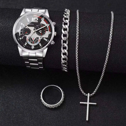 4Pcs/Set Fashion Men Business Watches Analog Quartz Watch for Mens Clock Reloj Hombre（Without Box）