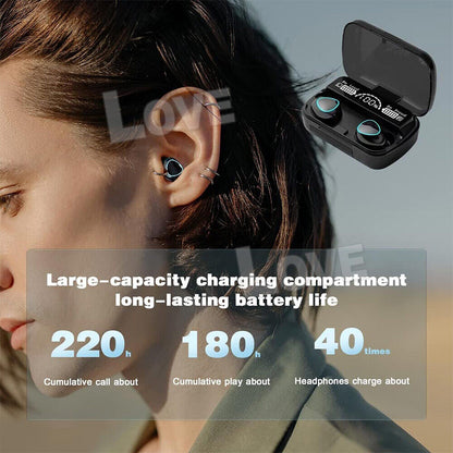 TWS Bluetooth 5.3 Waterproof Wireless Earbuds with LED Display - 2024 Model