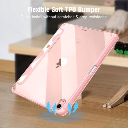 Fintie Hybrid Slim Case for iPad Air 11" (M3/M2 Chip) / iPad Air 5th/4th Generation (10.9") with Clear Back Cover and Built-In Pencil Holder, Ideal for Girls