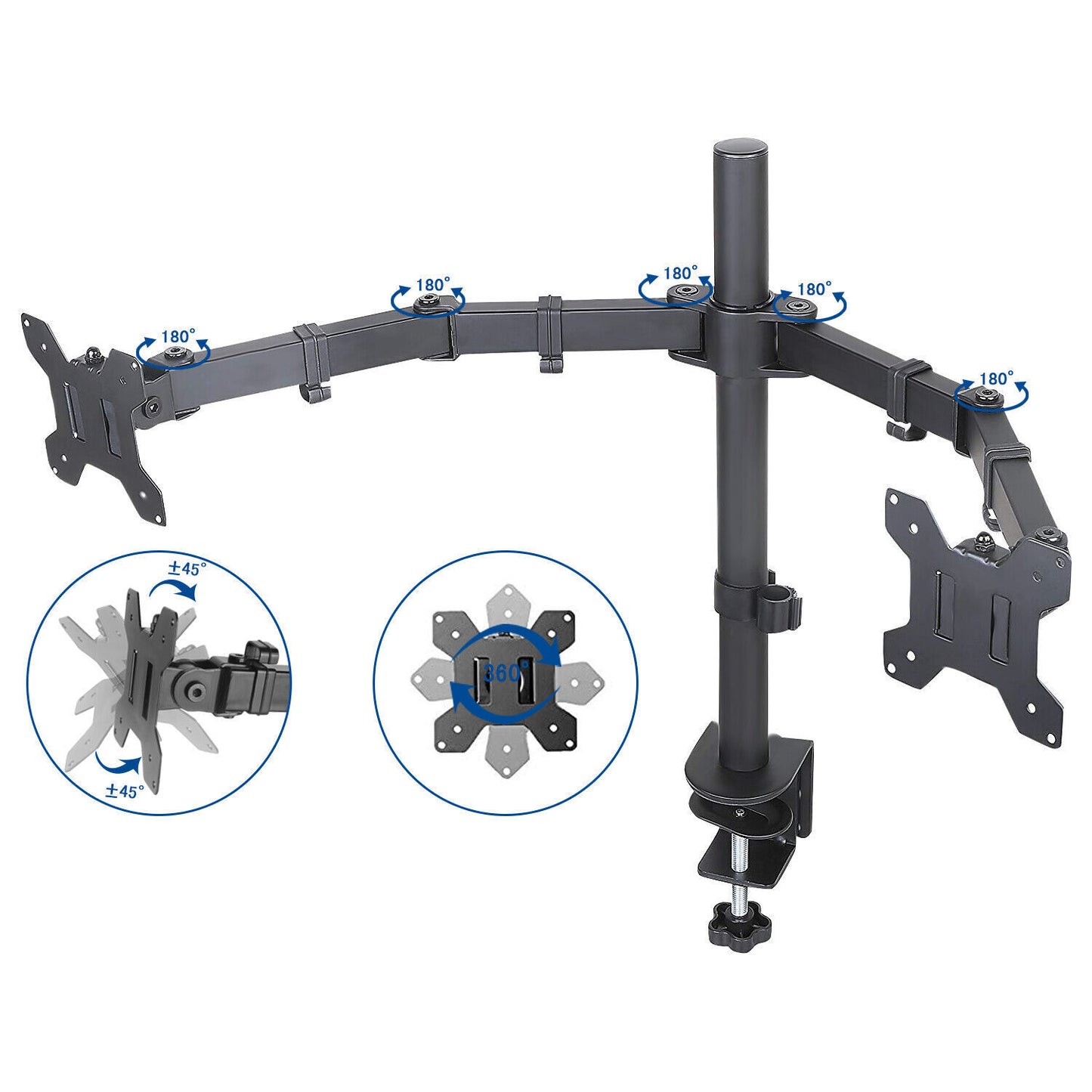 Monitor Stand Dual Arm Desk Mount LED TV Screen Holder Bracket up to 27''