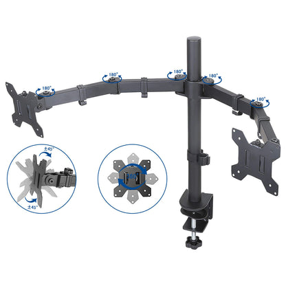 Monitor Stand Dual Arm Desk Mount LED TV Screen Holder Bracket up to 27''