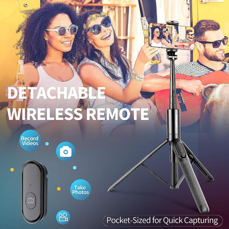 Extendable 63'' Selfie Stick Tripod with Bluetooth Remote - Lightweight, Foldable, and Compatible with All Smartphones - Ideal for Travel and iPhone Accessories