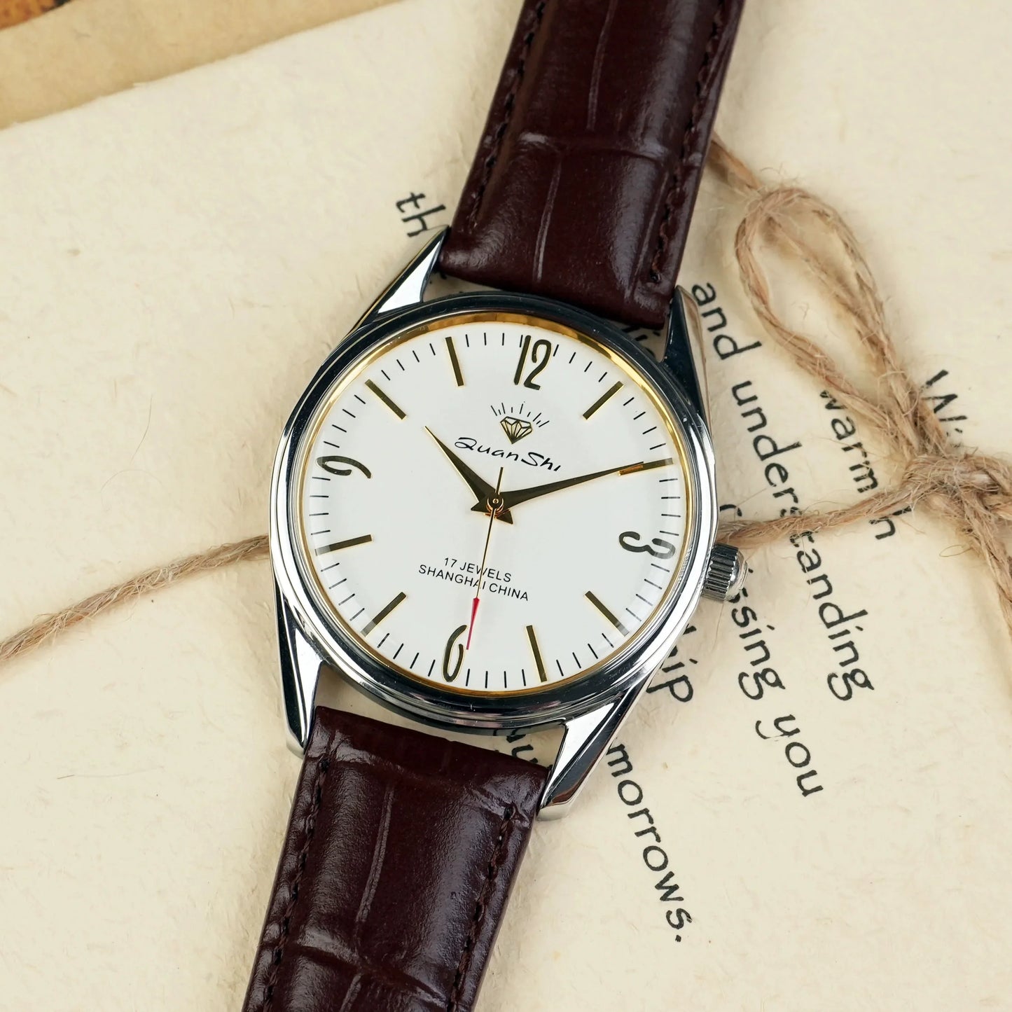 Genuine Shanghai Mechanical Watch Manual Winding 17 Diamond Retro Fashion Waterproof Mens Watch Religio Masculino Watche for Men