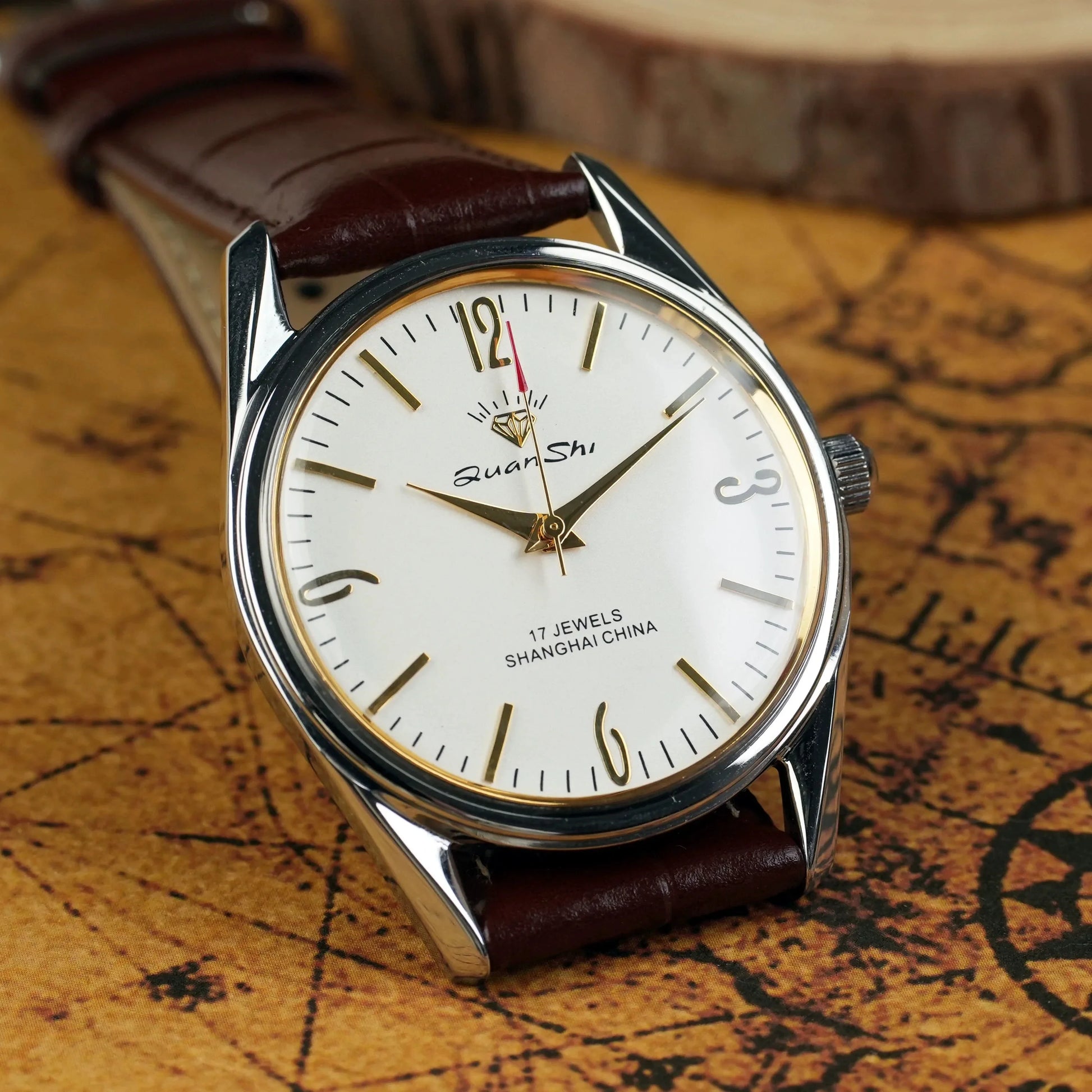 Genuine Shanghai Mechanical Watch Manual Winding 17 Diamond Retro Fashion Waterproof Mens Watch Religio Masculino Watche for Men