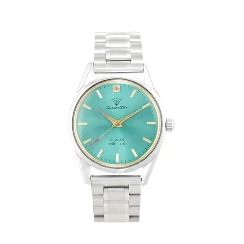 Fashion Luxury Shanghai Mechanical Watch Diamond Brand Green Dial Waterproof Stainless Steel Leather Strap Mens Watch Starking