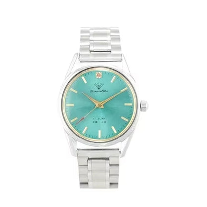 Fashion Luxury Shanghai Mechanical Watch Diamond Brand Green Dial Waterproof Stainless Steel Leather Strap Mens Watch Starking