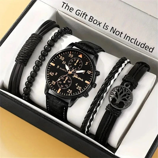 New Hip Hop Mens Fashion Watches Luxury Male Clock Wristwatch Sport Menswrist Watch Bracelet Set Relogio Masculino