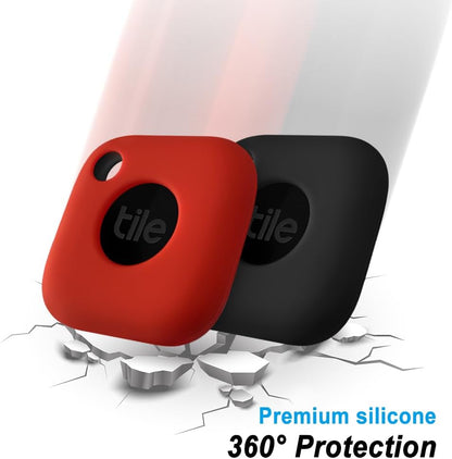 Silicone Protective Case for Tile Mate 2024 and 2022, Scratch-Resistant Cover with Carabiner (2-Pack: Black and Red)