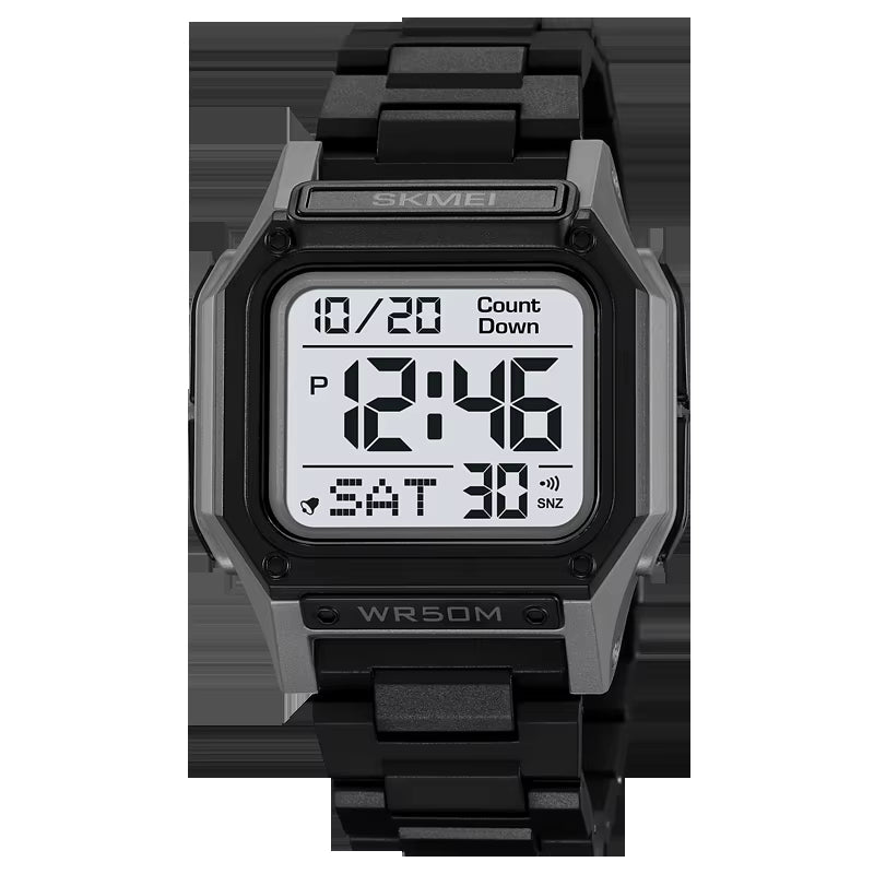 Waterproof Sport Watch for Man Countdown Stopwatch Digital Wristwatch 2Time Fashion Mens Clock