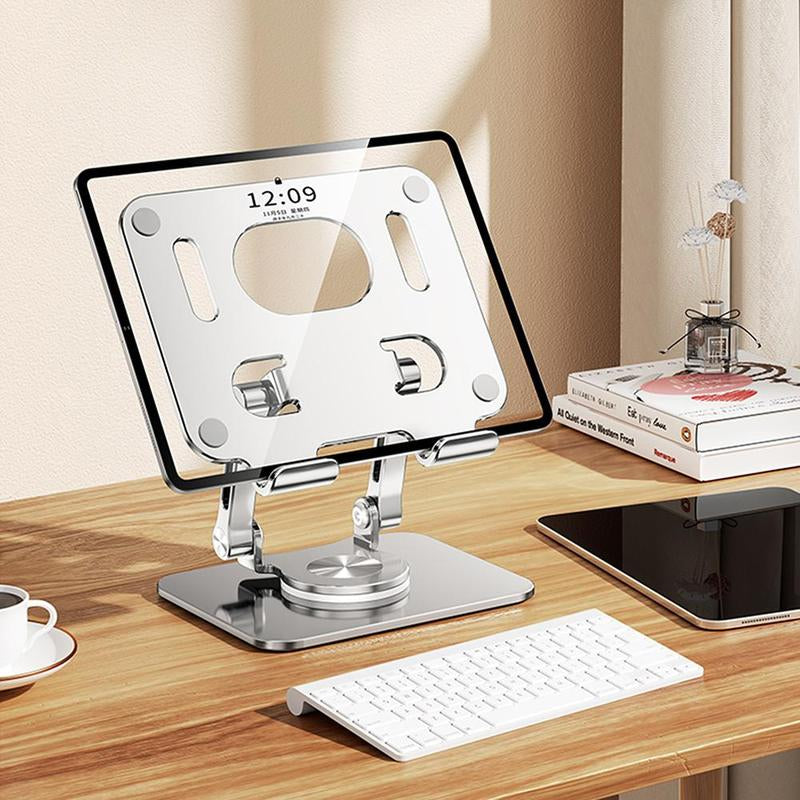 Adjustable Tablet Stand, Durable Anti-Slip Smartphone Tablet Holder, 1 Count Rotatable Aluminum Alloy Folding Phone Stand Compatible with Ipad Pro/Air/ Mini, Tablets Phones Holder, Tablet & Computer Accessories