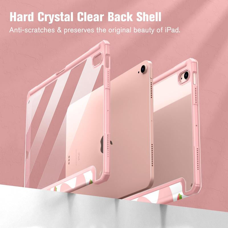 Fintie Hybrid Slim Case for iPad Air 11" (M3/M2 Chip) / iPad Air 5th/4th Generation (10.9") with Clear Back Cover and Built-In Pencil Holder, Ideal for Girls